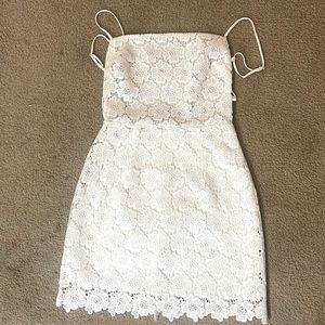 White Lace-Floral HOCO Backless Dress